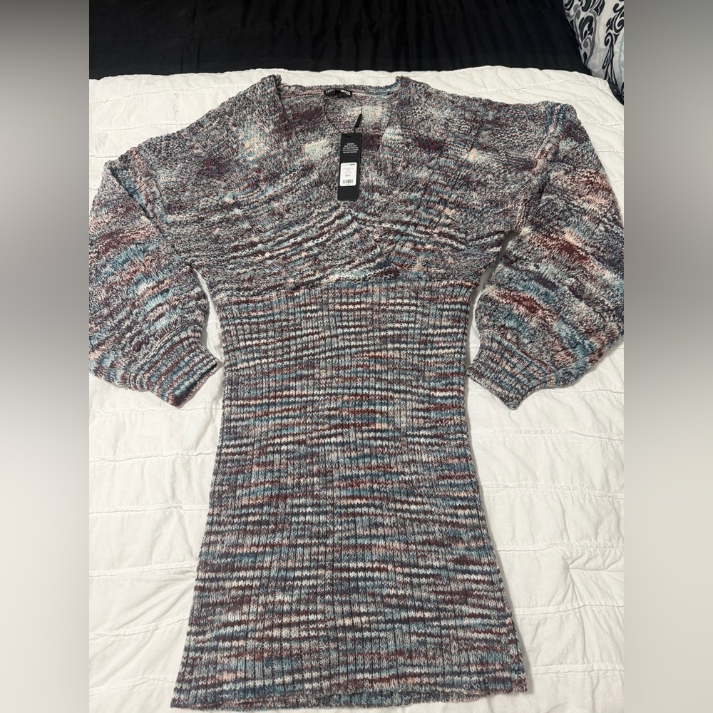 Fashion Nova Vienna Sweater Mini Dress - Brown/combo XL - Picture 5 of 7